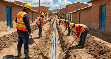 Construcción de Sistema de saneamiento, maquinpe group